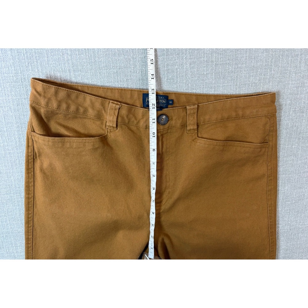 Pendleton Womens Size 12 Ochre Brown Canvas Wide‎ Leg Crop Pants Stretch Cotton - Picture 6 of 10